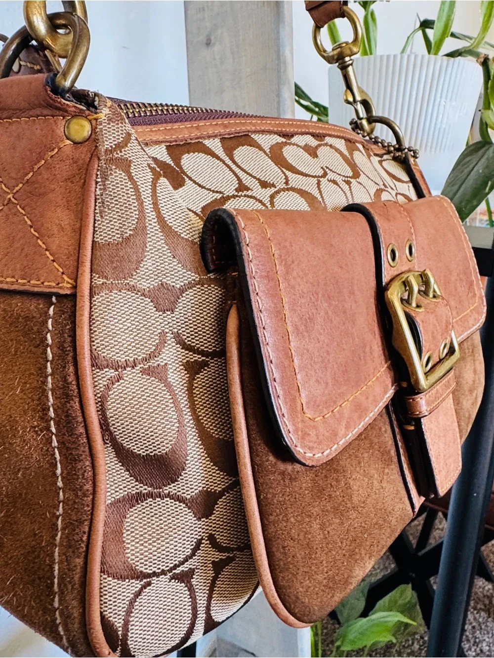 👜 Coach Special Edition Fall 2004 Signature Jacquard Suede Leather Shoulder Bag - Picture 6 of 15
